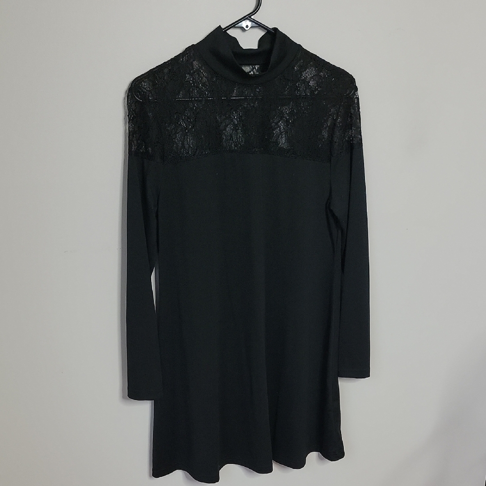 Black Lace T-shirt Dress Size L